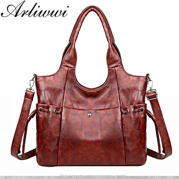 

Arliwwi Brand Designer Big PU Leather Tote Handbags New Fashion Lady's Large Capacity Soft High Quality Shoulder Bags P012