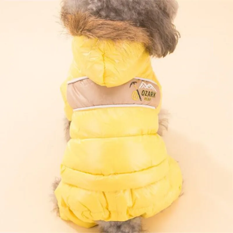 Yellow Зимняя одежда для собак супер теплая куртка толстое хлопковое пальто водонепроницаемая маленькая одежда для собак французский щенок бульдога - Цвет: Yellow