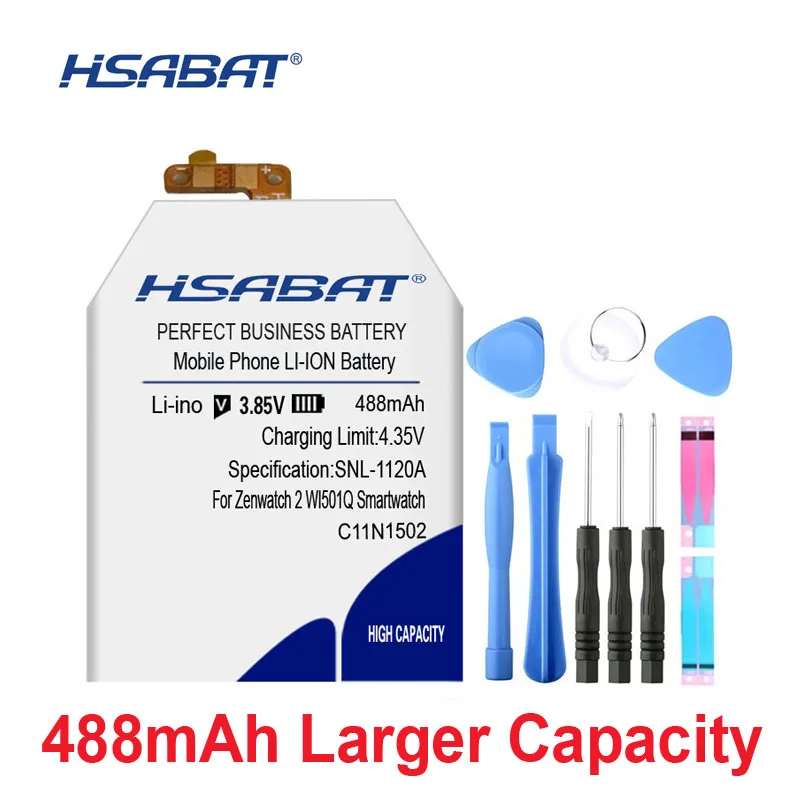 Аккумулятор HSABAT 0 Cycle 488mAh C11N1502 для мобильного телефона Asus Zenwatch 2 WI501Q 0B200-01630000 запасной аккумулятор