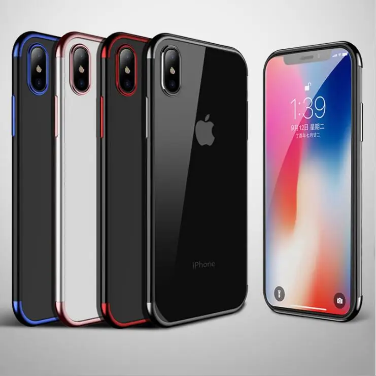 Роскошный силиконовый прозрачный чехол для iPhone X 6 6S Plus Мягкий из ТПУ Рамка задняя