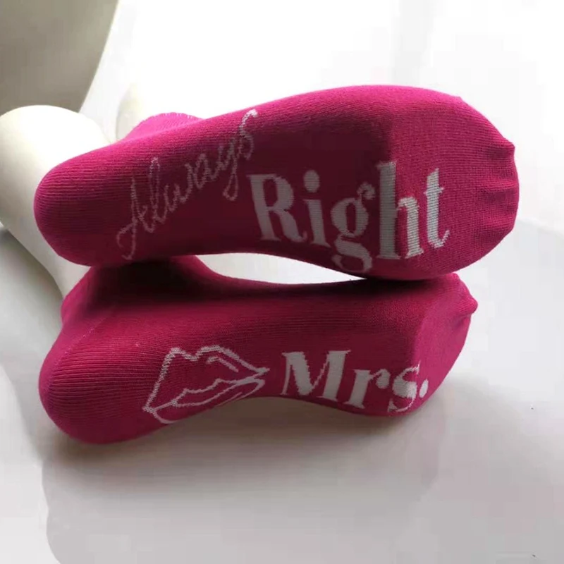 Модные парные носки MR. Rignt mr. Right, носки с надписью, забавные хлопковые белые черные носки для скейтборда, пары, подарок для влюбленных