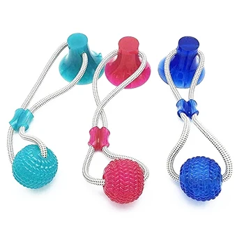 

Pet Cats Dogs Interactive Suction Cup Push TPR Ball Toys Elastic Ropes Pet Tooth Cleaning Chewing Playing IQ Treat Puppy Toys