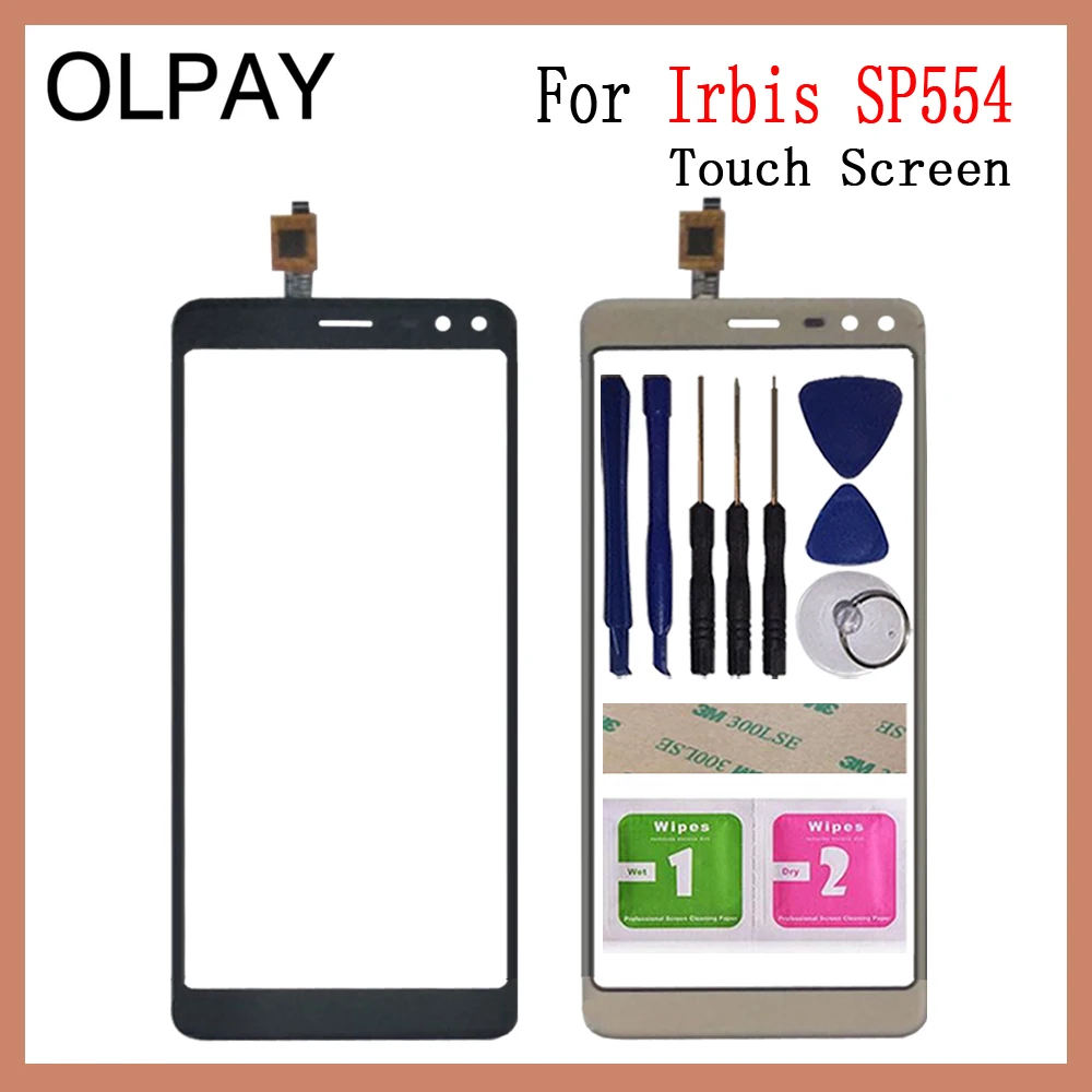 OLPAY 5,5 дюймов сенсорный экран для Irbis SP554 сенсорный экран дигитайзер панель передняя внешняя стеклянная линза сенсор Бесплатный клей+ салфетки