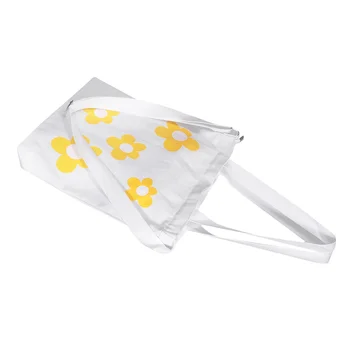 

1Pc Simple Canvas Shoulder Bag Fashion Canvas Bag Casual Student Crossbody Bag (White)