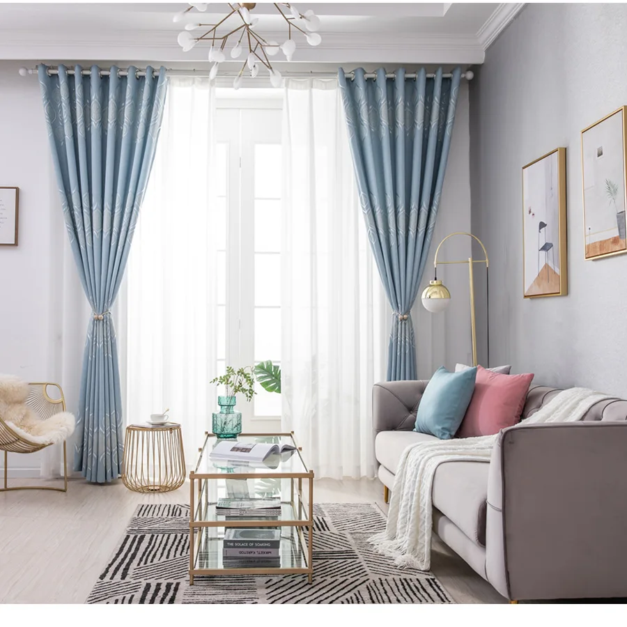 2021 Modern Curtains for Living dining Room Bedroom Minimalist Light Luxury Jacquard Study Balcony Window Curtains Custom