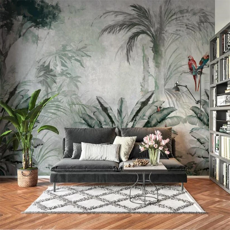 Beibehand-papel de Parede 3d Personalizado Plantas Tropicais Folhas Moderno Minimalista Plano de Fundo Decoração de Casa Sala de Estar