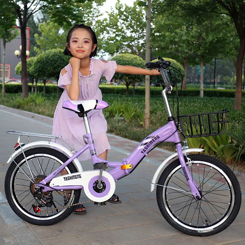 Factory Direct Princess Bicycle Single Speed Folding 18 Inch Child Stroller Children's Folding Bike