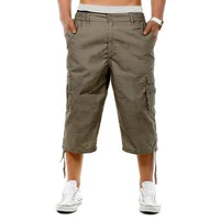 Men Pants Casual Cargo Shorts 3/4 Sport Beach Elastic Waist Fashion Style Trousers with Pocket Loose Wide Leg Streetwear - Image 4