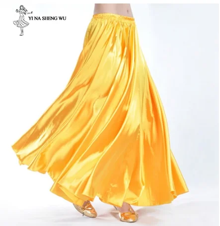 Yellow Костюмы для танца живота, длинная танцевальная юбка для взрослых женщин, женская красная юбка для танца живота, большая юбка-качели, одежда для цыганских танцев - Цвет: Yellow
