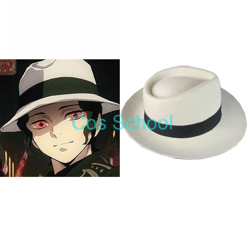 Cos School Kibutsuji Muzan, шляпы для косплея, Demon Slayer, Kimetsu no Yaiba, парики для косплея, Muzan Kibutsuji, парик и шляпа, аниме, аксессуары