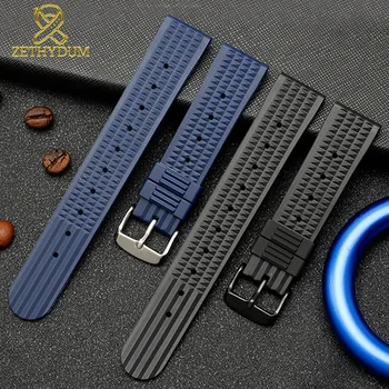 

Silicone Rubber watch strap 20mm 22mm watchband for s-eiko SRP777J1 watch band Diving waterproof bracelet blue color