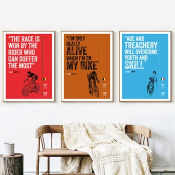

Cycling Art The Race is Won Eddie Merckx Canvas Painting Retro Wall Art Pictures for Living Room Home Decor No Frame