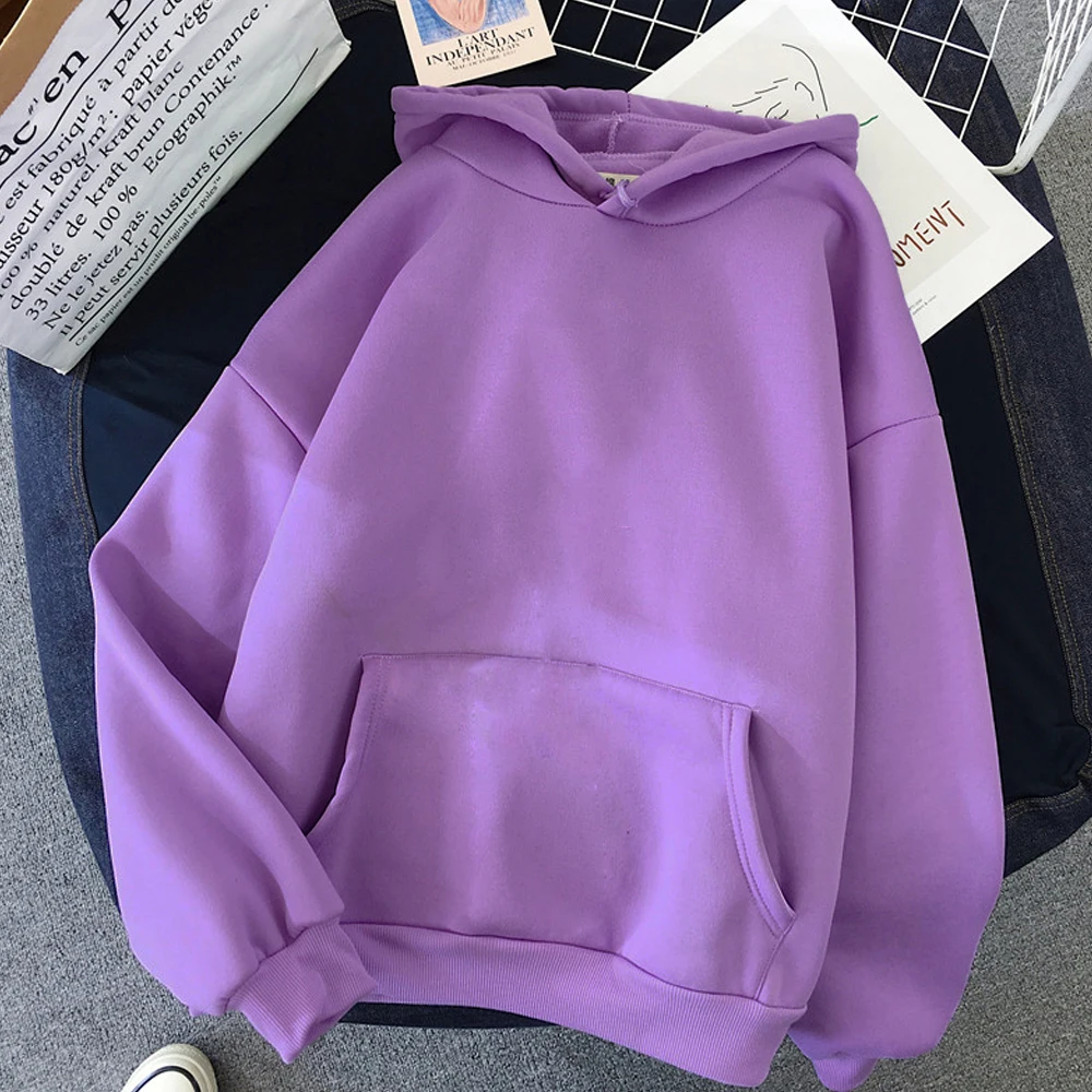 Sudadera de gran tamaño con estampado Kawaii para mujer, sudaderas con capucha de color sólido para mujer, Top, ropa, Sudadera con capucha para mujer, sudaderas manga completa 2021