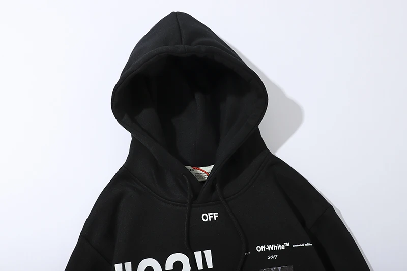 19ss Off-White OW "02" Men/Women Couple Lovers models autumn winter Cotton Fashion Casual loose Hoodie Sweatshirt Hooded jacket