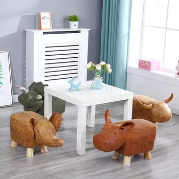 

Animal Shoes Changing Stool Solid Wood Suitable For Household Baby Lovely Cartoon Sofa Chair Creative Elephant Children Small