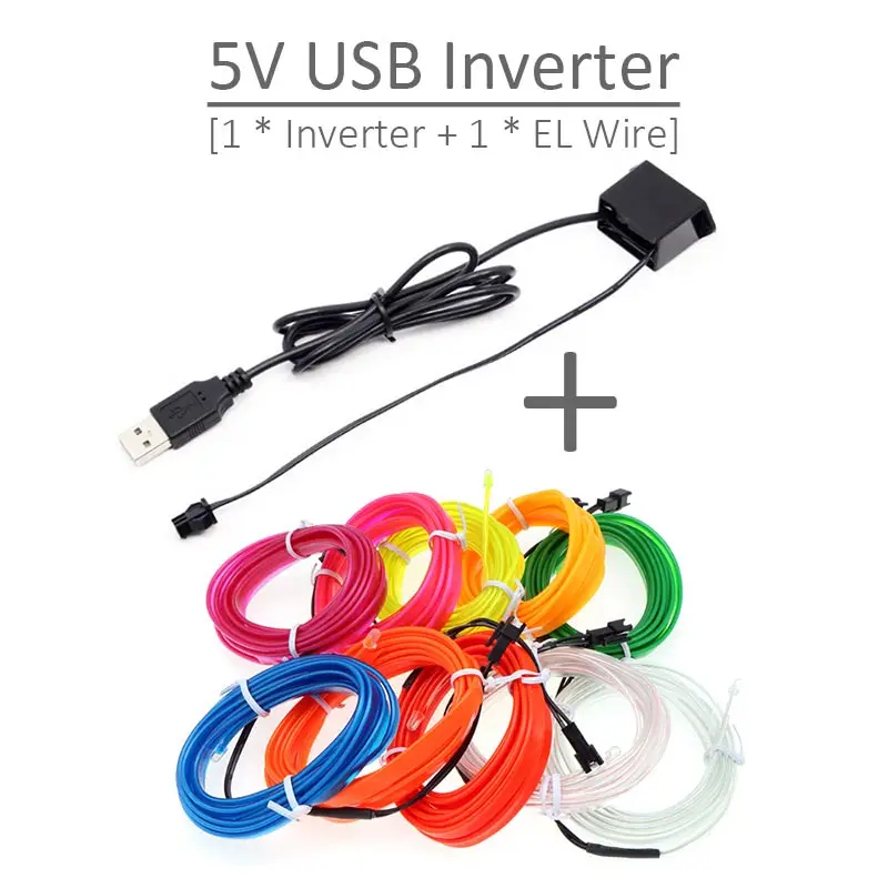 1-5 м Гибкий EL провод неоновый свет Декорации для вечеринки свет 6 мм швейный край светодиодный водонепроницаемый EL проволочные лампы с водителем DC12V - Испускаемый цвет: USB Style