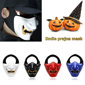 

Airsoft Paintball Military Tactical Prajna Half Face Mask Samurai Hannya Horror Skull Halloween Hunting Protective Half Masks