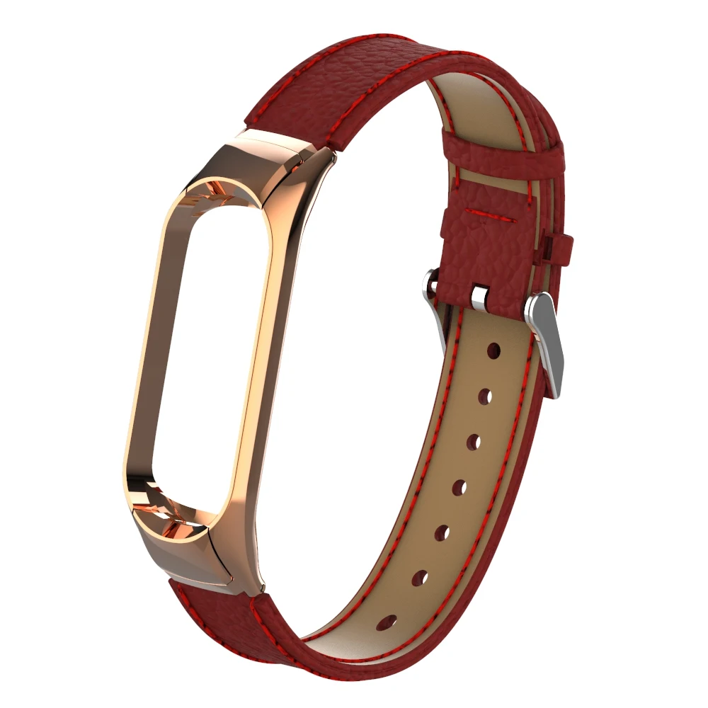 Ремешок mi Band 4 для Xiaomi mi Band 4 ремешок из натуральной кожи mi band 4 браслет - Цвет: Red