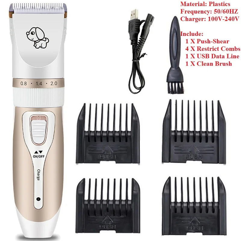 A Pet Electric Clipper Rechargeable Low-noise USB Pet Dog Hair Trimmer Shaving Electric Cat Dog Hair Trimmer Grooming Cutter - Цвет: A