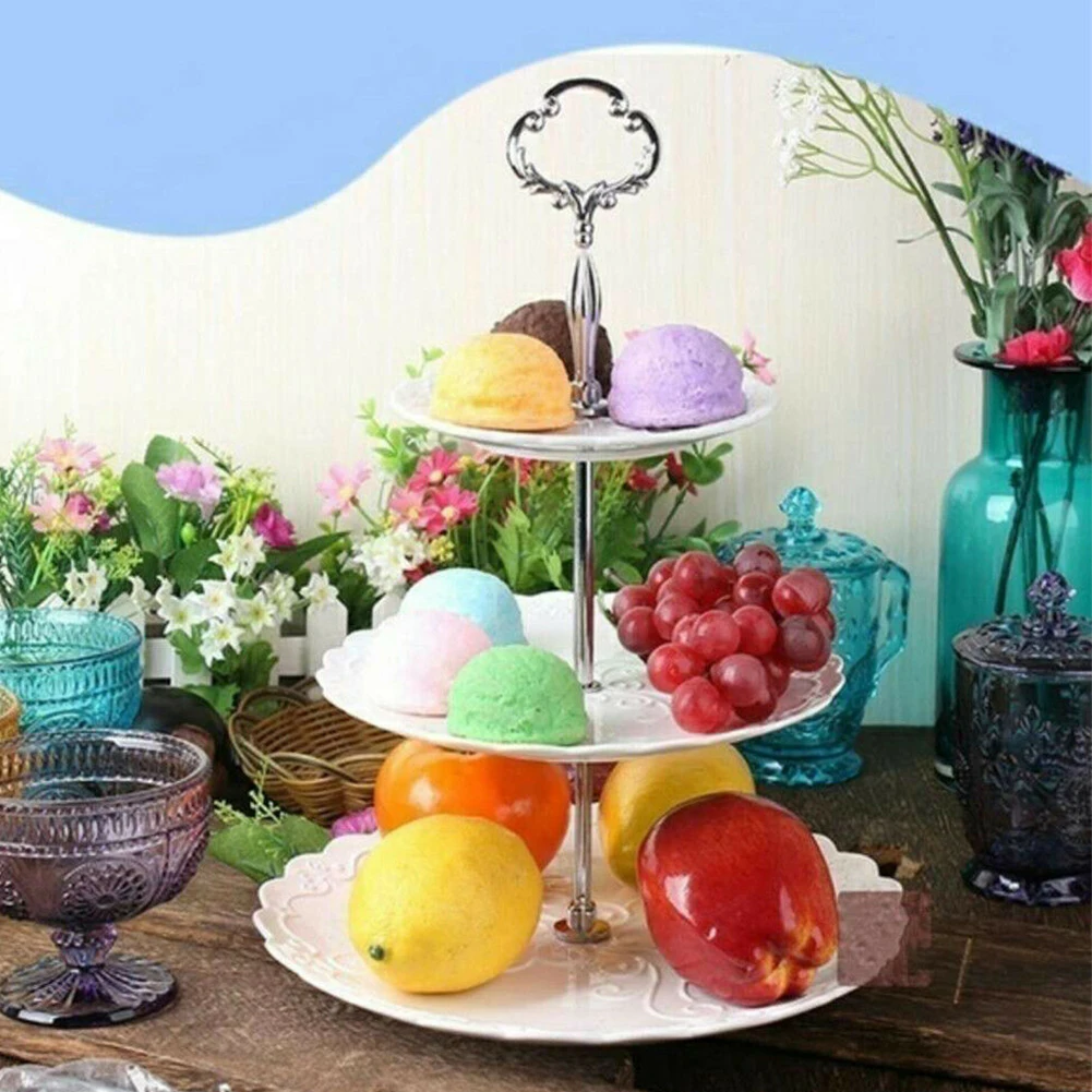 3 яруса Свадебная табличка подставка держатель Кухонные вечерние украшения оборудование домашний стержень установки торт Кекс инструмент поднос ручка мини