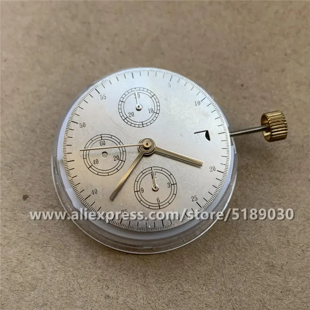 Китайская копия автоматического часового механизма 6 12 Ручной Хронограф без даты