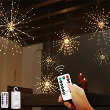 Светодиодный светильник для фейерверков, светящаяся гирлянда, водонепроницаемые лампы, коробка для батареек, звездное украшение на Рождество, медный провод, Рождественский Декор