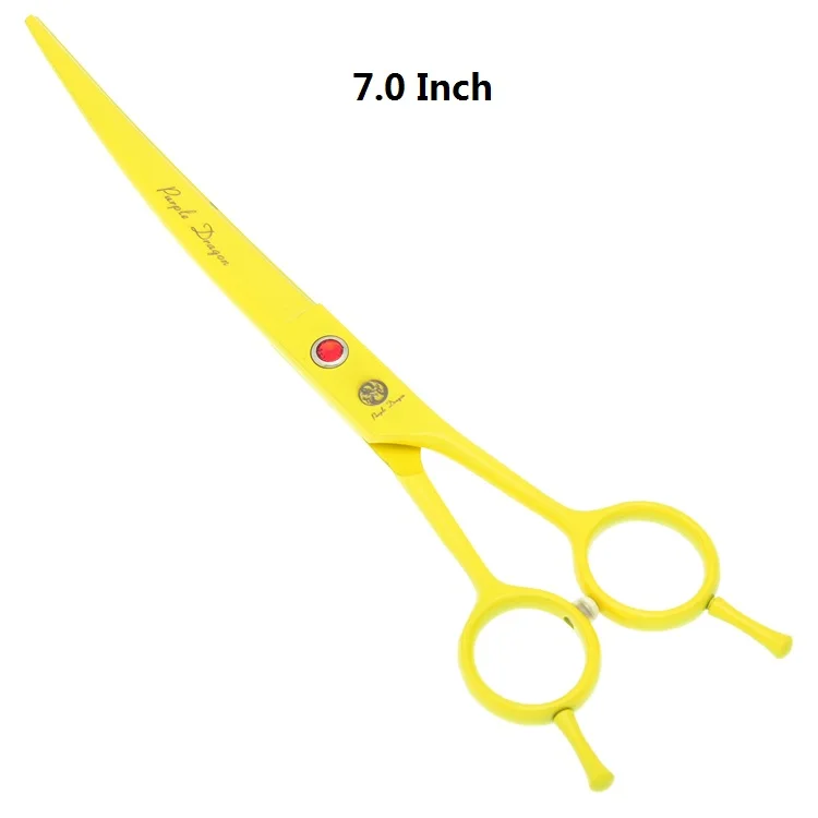 LZS0652 Yellow 7.0" Japanese Steel Curved Blade Scissors Pet Cutting Scissors Dog Grooming Shears Animal Thinning Tesoura Dogs Product LZS0651 - Цвет: LZS0652 Yellow