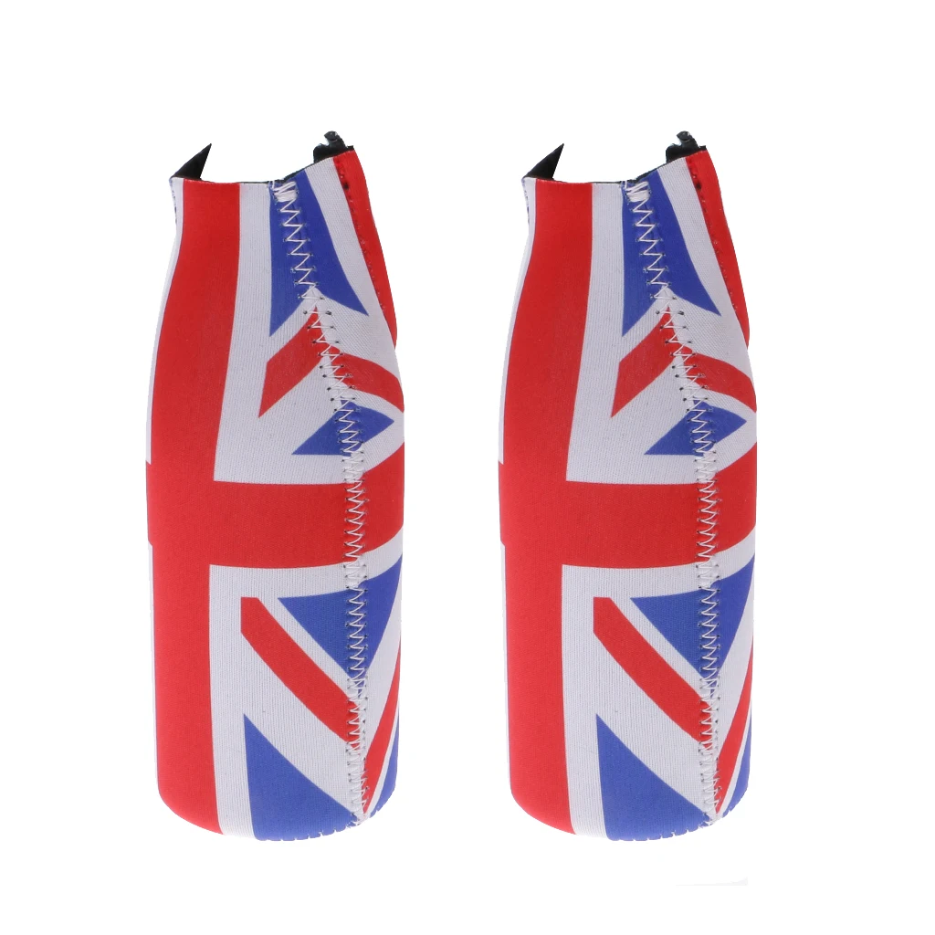 Pack 2 Neoprene Can Bottle Holder Cooler Stubby Beer Union Jack Britain Flag UK