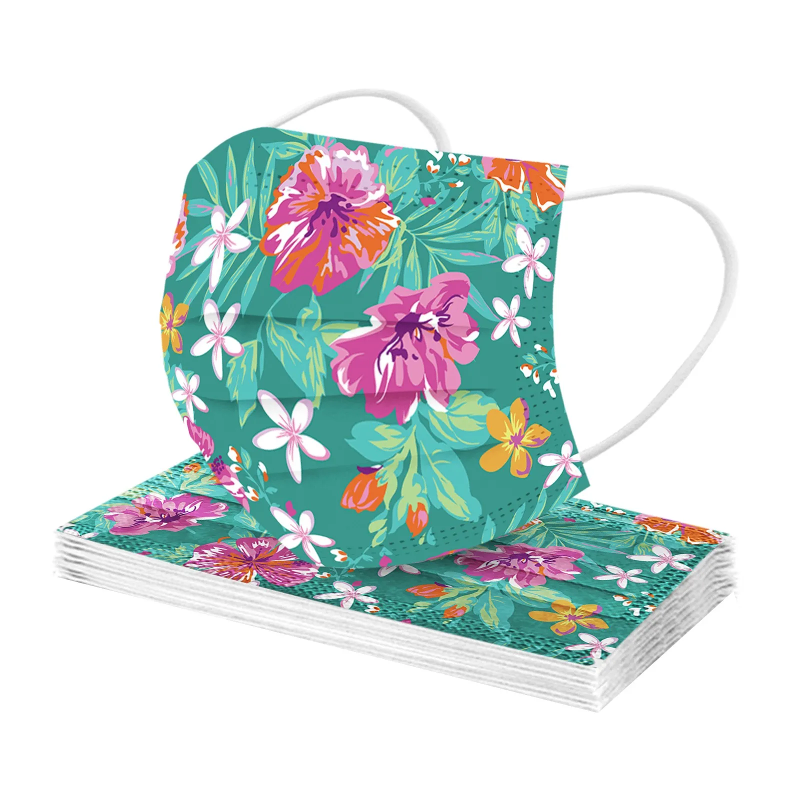 10-100pcs Flower Print Adult Disposable Mask Fashion Printed 3ply Filter Mouth Cover Mascarillas Breathable Face Mask Masque