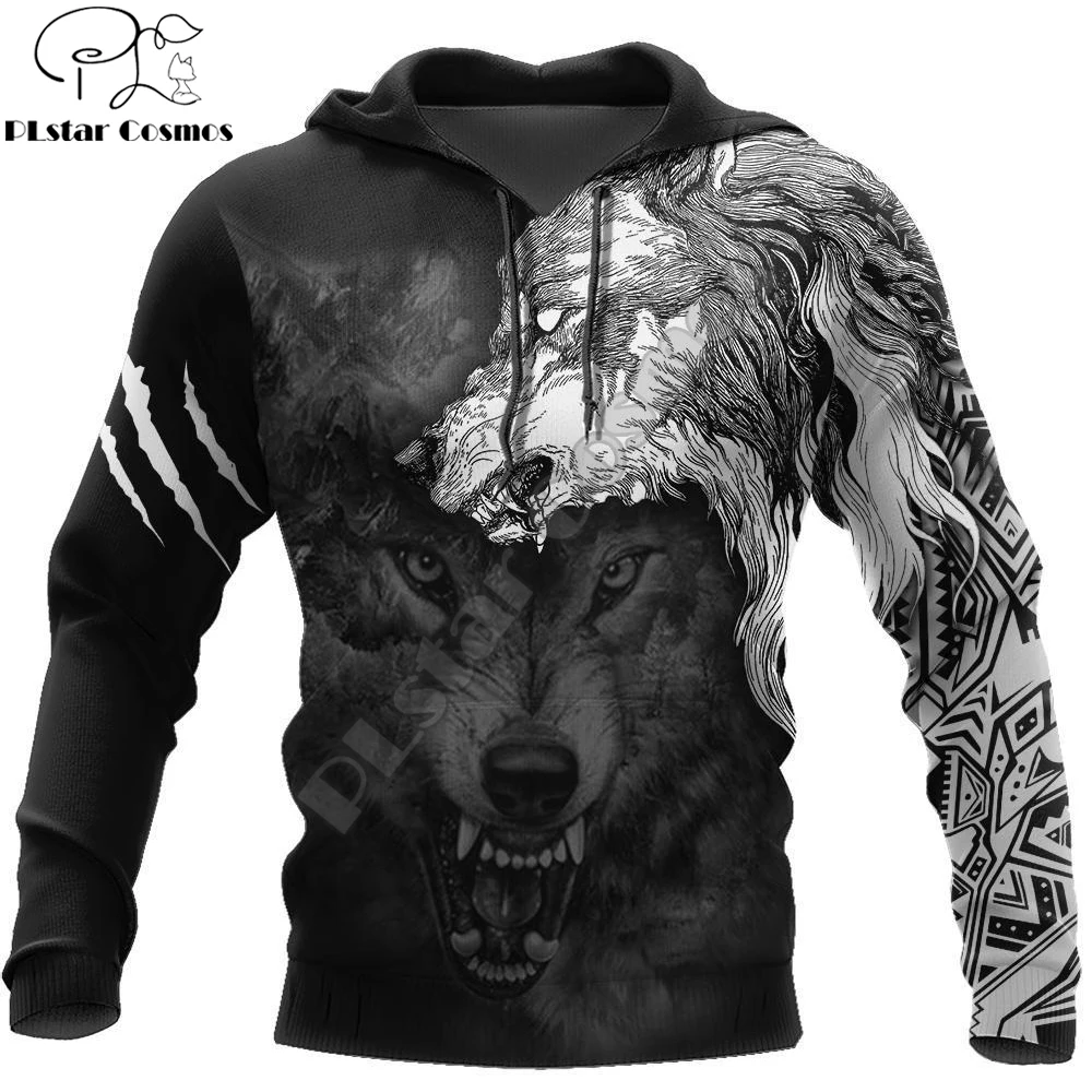 Wolf Spirit Tattoo 3D Over Printed Men Hoodies Sweatshirt Unisex Streetwear Zipper Pullover Casual Jacket Tracksuit KJ0198