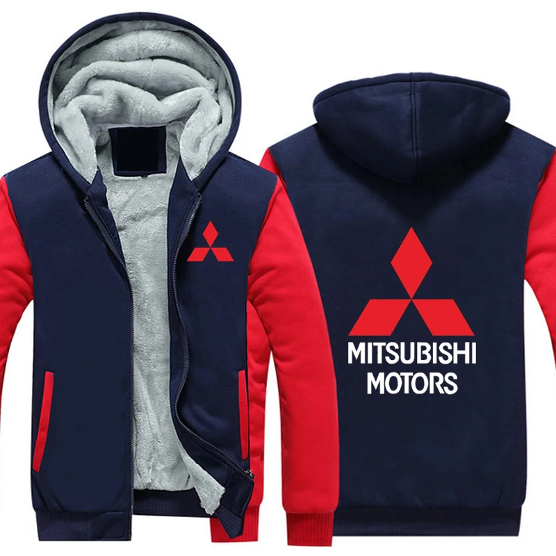 Хит, новинка, Мужская Утепленная куртка с логотипом Mitsubishi, белая, с принтом, мужские толстовки, теплое пальто, хлопковая куртка, Mitsubishi Car, 4S, магазин, толстовки - Цвет: Красный