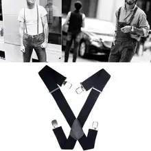 Регулируемые мужские брюки на подтяжках клип на эластичный унисекс широкий черный горячий