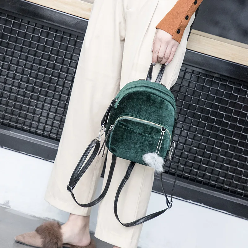 

2019 Autumn New Style Lady Bag Fashion Delicacy Solid Color Gold Velvet Backpack Shoulder Cross-body Handbag Bag