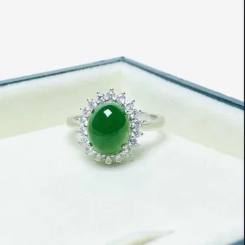 

Natural Green Hetian Jade 925 Silver Ring Hand Carved Crafts Gifts For Women Men Wedding Party Jewelry