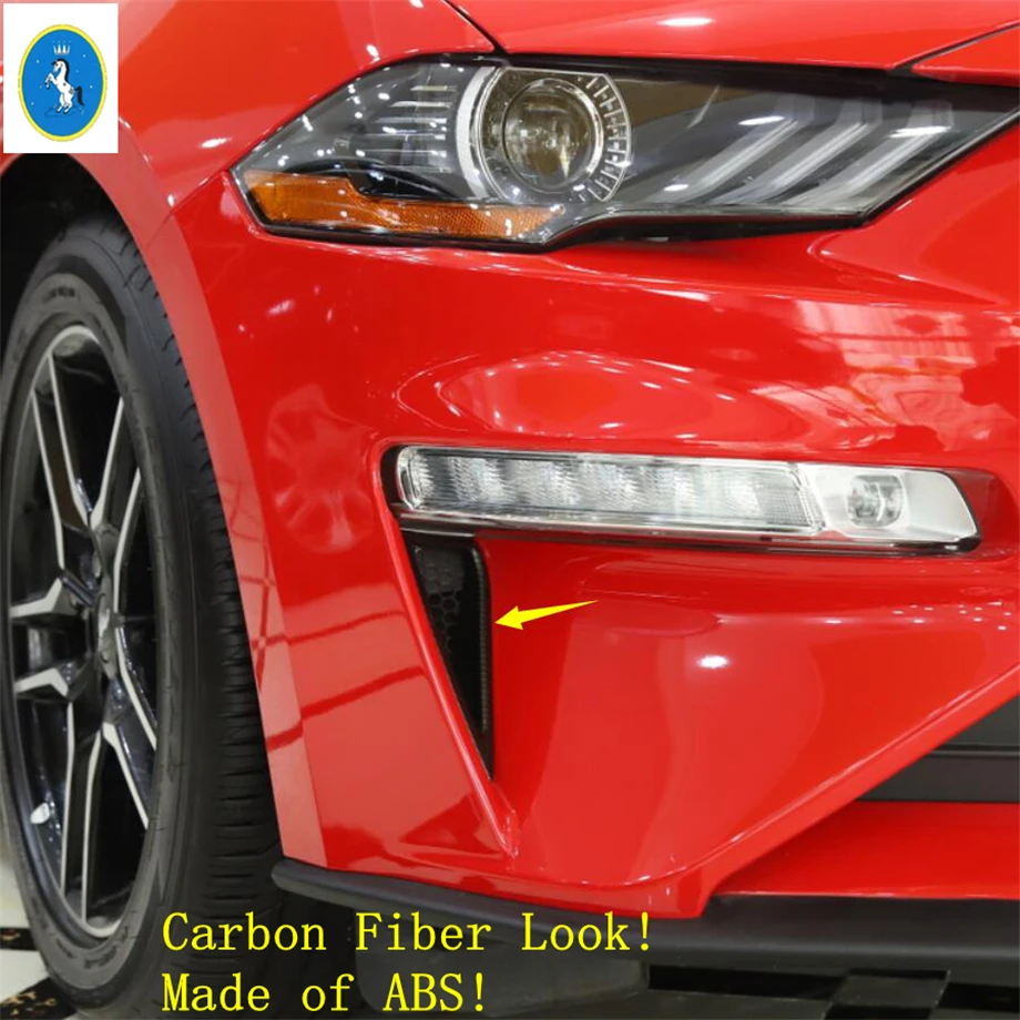 Yimaautotrim Авто Аксессуары Передние дневные ходовые огни лампы Крышка отделка Подходит для Ford Mustang- ABS углеродное волокно