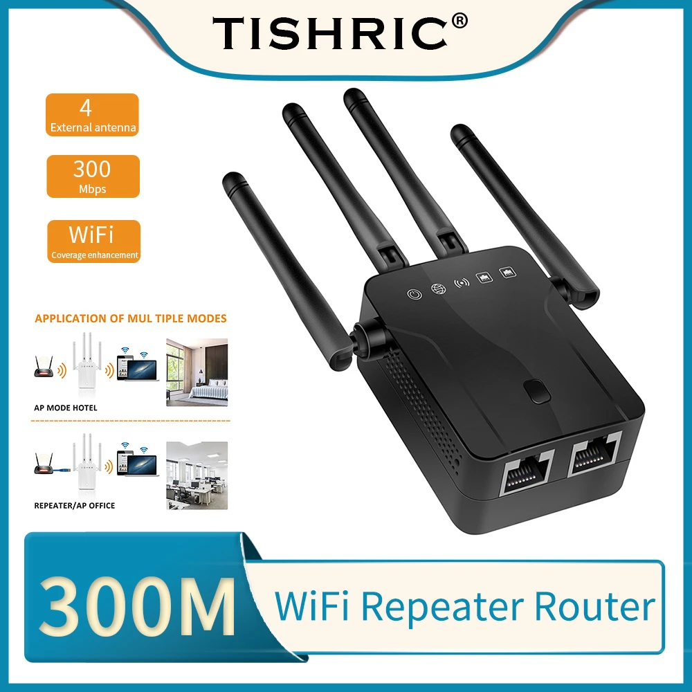 TISHRIC 2.4G Wifi Tầm Xa Repeater 300M Wifi Khuếch Đại Tín Hiệu Wifi Tăng Áp Router Không Dây Mở Rộng Sóng Wi-fi Router 4g wifi router