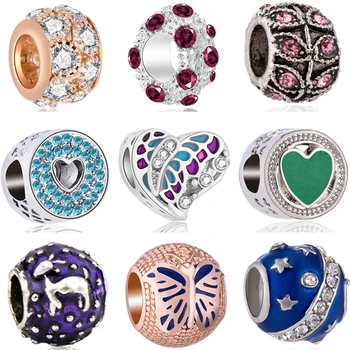 

Good Quality Cherry Cat Bell Snowman Panda Hearts Enamel Beads Fit Pandora Charms Bracelets DIY Trinket for Women Bijoux Colar