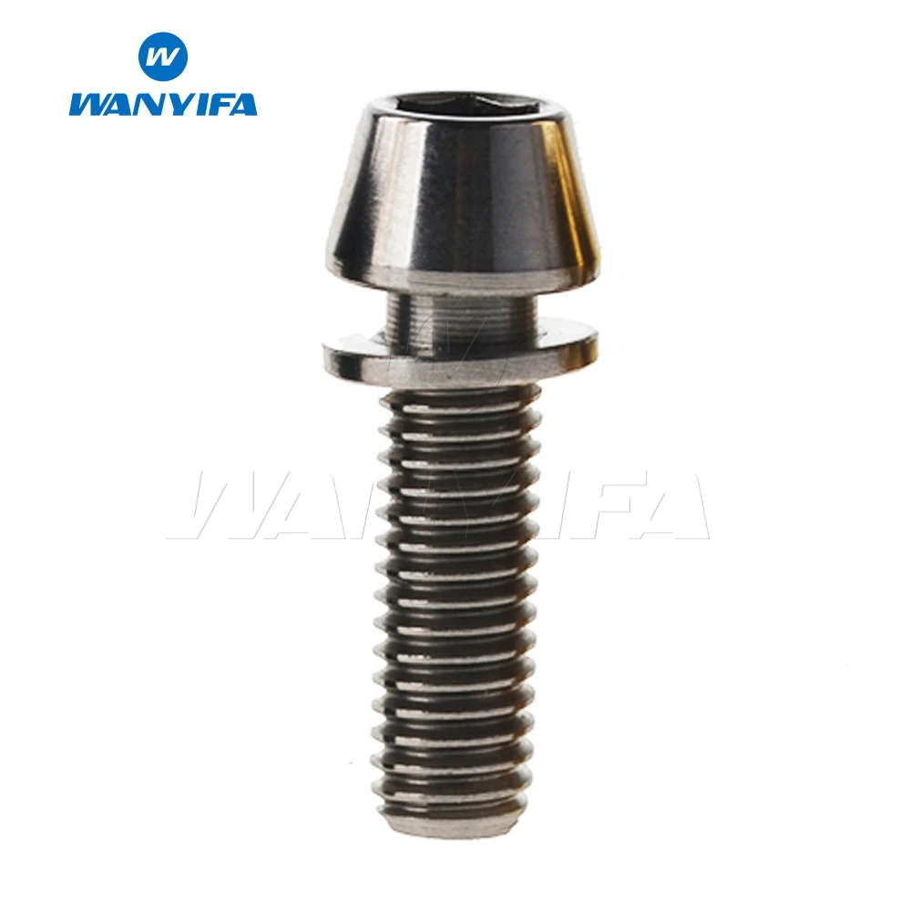 Titanium M5X16 Ваньифа Винт С Титановым болтом M5x16 18 20 мм коническая головка с шайбой для руля велосипеда 5 цветов - Цвет: Titanium M5X16
