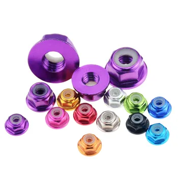 

5PCS Multi-color M2 M3 M4 M5 M6 Aluminum Alloy Flange Nut Nylon Ring Flange Nut Lock Nut Car Accessories Model Dedicated