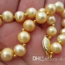 9-10 мм натуральный позолоченный Южно-морской жемчуг браслет 7,5-8 14 К/20 золото