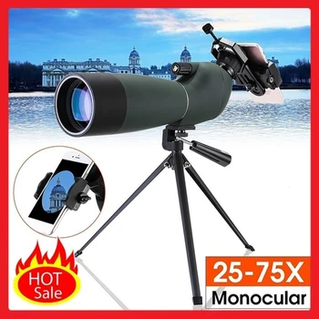 

25-75X70 HD Shockproof Waterproof BAK4 Optic Zoom Len Monocular Eyepiece Telescope for Bird Watching Spot Scope Day/Night Vision