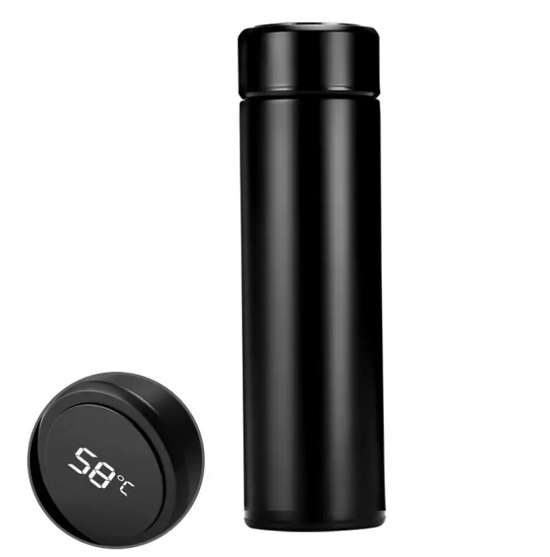 500ml Stainless Steel Smart Thermos Cup Display Temperature Vacuum Bottle Cups Outdoor Travel Bottles - Цвет: Черный