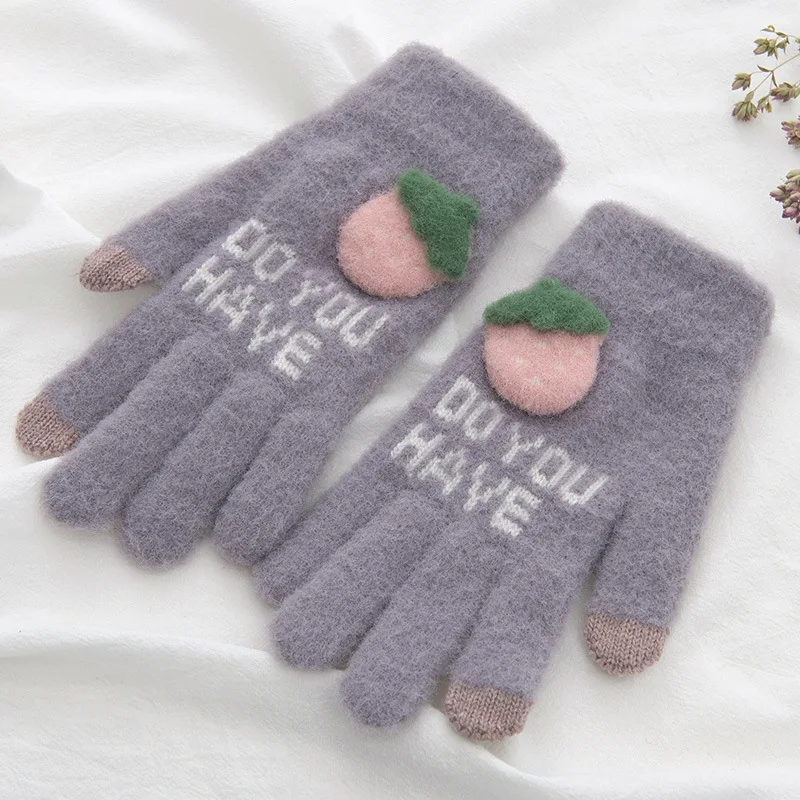 Зимние кашемировые рукавицы laine tricoter, розовые перчатки для детей, теплые, без пальцев, бархатные, handschoen, черные, серые, детские перчатки - Цвет: Серый