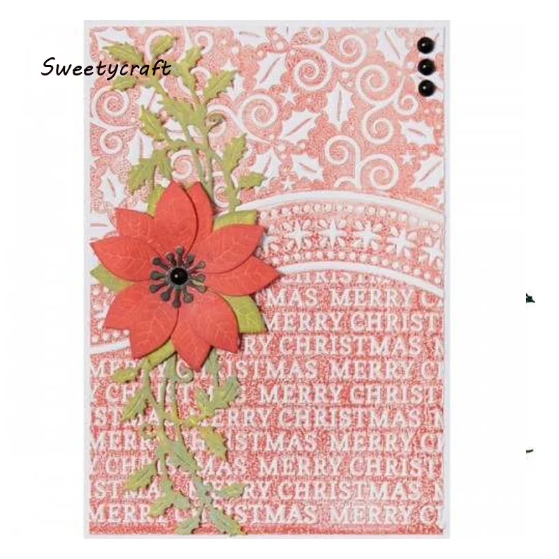 Merry Christmas flower embossing folder 02