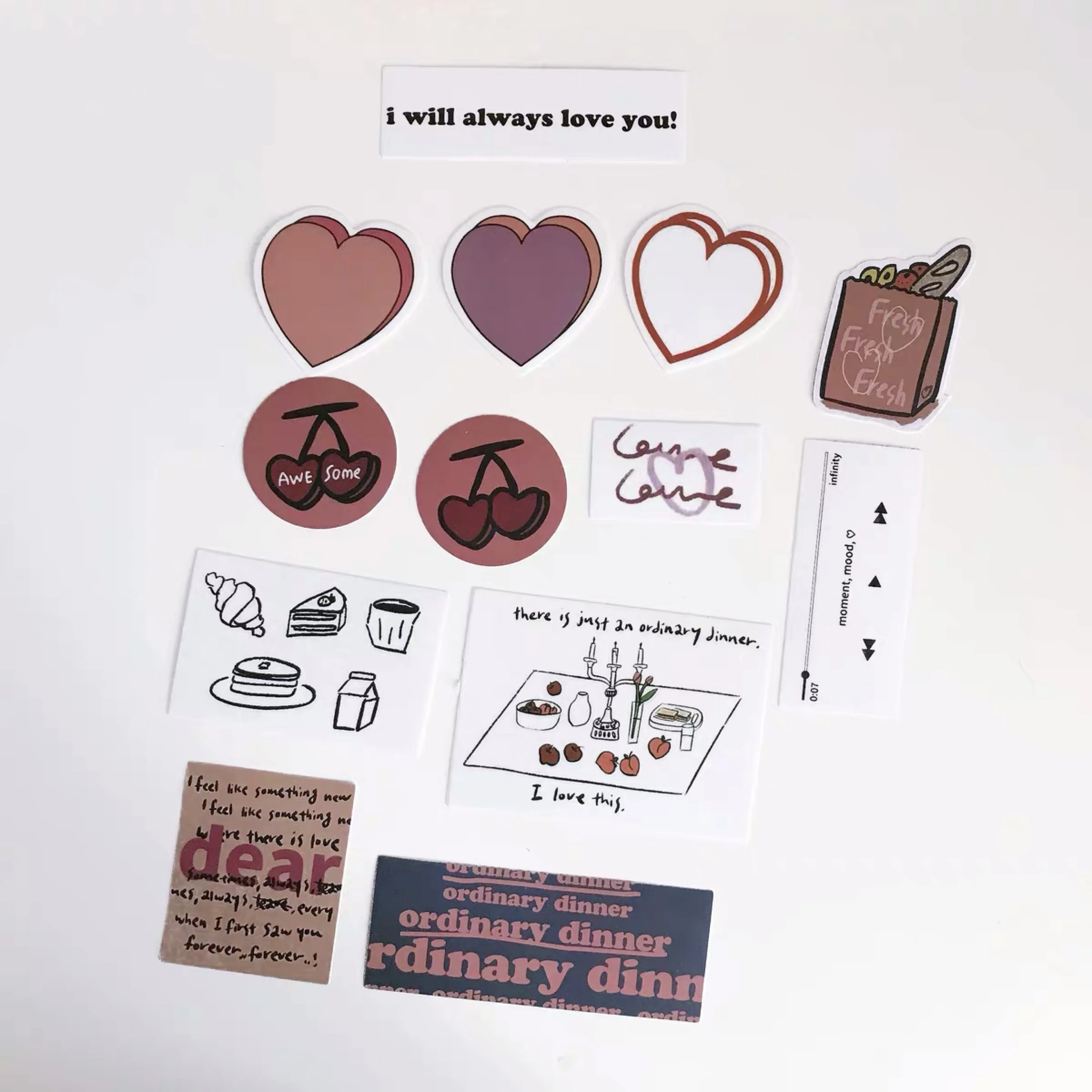 8pcs Ins Lovely Heart Creative Decorative Sticker Korean Label Diary Album Kawaii Phone Stickers DIY Scrapbooking Stationery