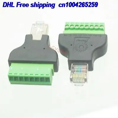 DHL 50 шт. 1x Ethernet RJ45 штекер для AV винтовой разъем адаптера сот, радио разъем ветчины 22-ct