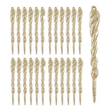 

Icicle Ornaments, 25Pcs 5.12 Inch Christmas Tree Decorations Icicle for Holiday Hanging Wedding Decorations (Golden)