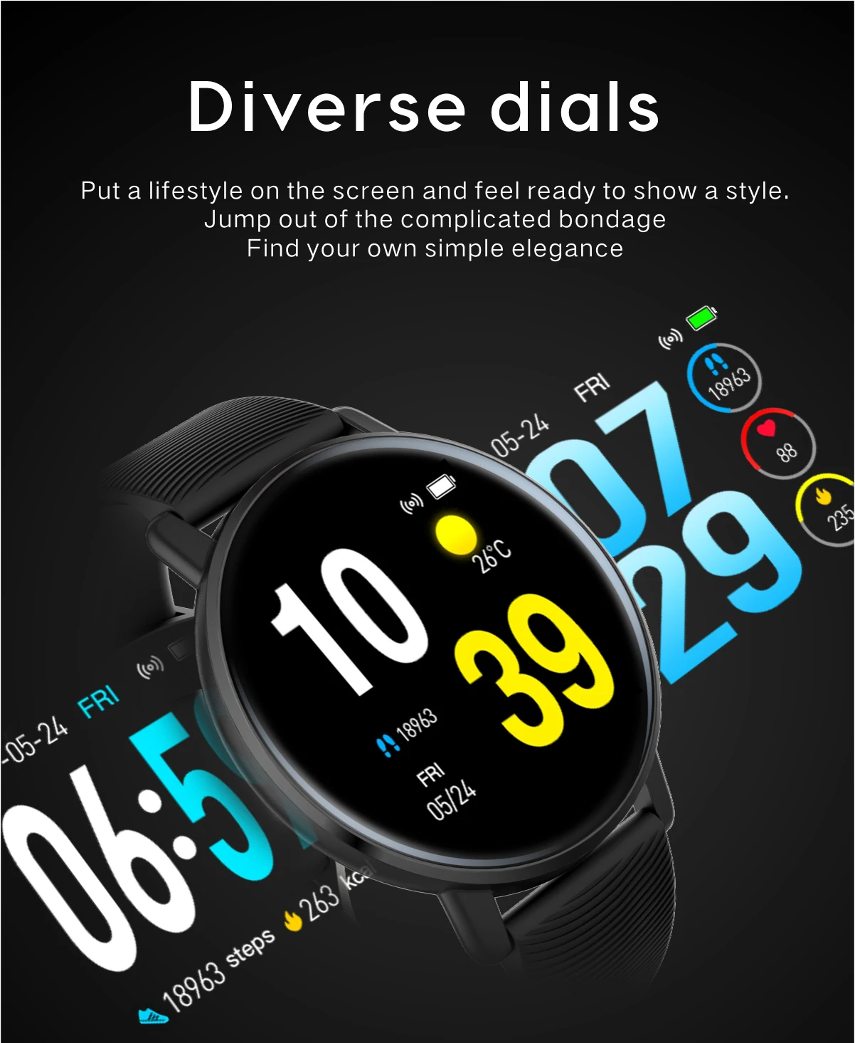 Smart watch men Smartband fitness tracker smartwatch 1.3 inch blood pressure sport bracelet smart wristband heart rate pk b57