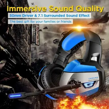 

7.1 Surround Sound Gaming Headset Headphone For PS4, Xbox One, PC, Nintendo Switch Headsets Big Headphones With Light Mic