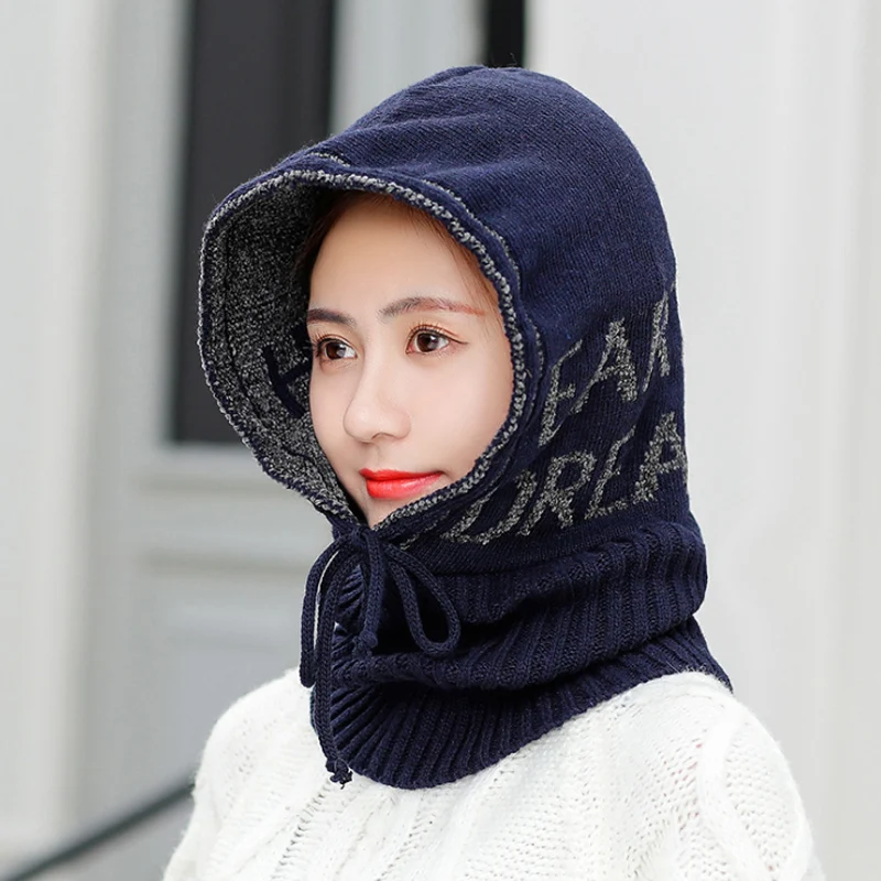 Новые женские шапки Skullies, ветрозащитный для езды, маска, защита для ушей, Балаклава, зимние шапки для женщин, Толстая теплая вязаная шапка для женщин и мужчин